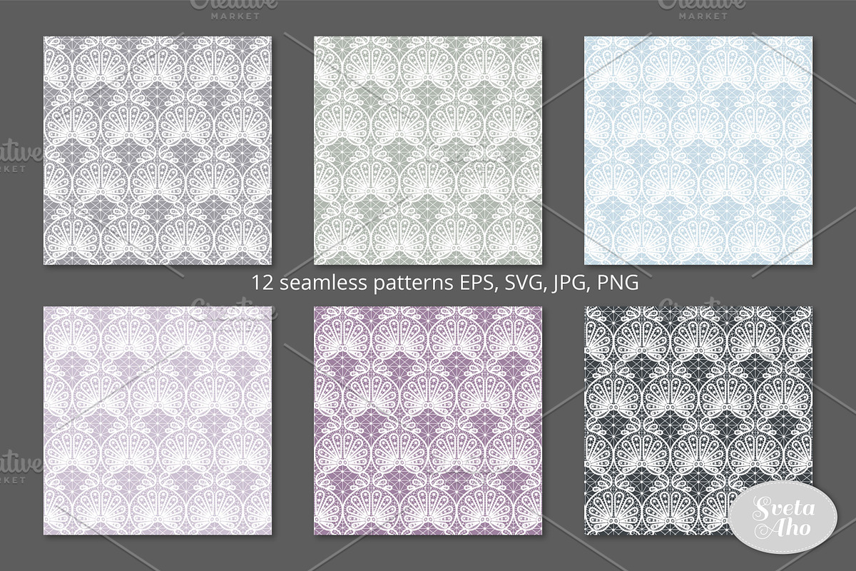 Fan Lace Seamless Patterns, a Pattern Graphic by Sveta Aho (Photo 6 of 7)