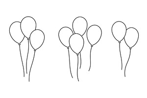 Outlined balloons. Vector line art, an Object Illustration by GraphiShop