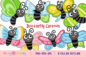 Butterfly Cartoon Filled Clipart