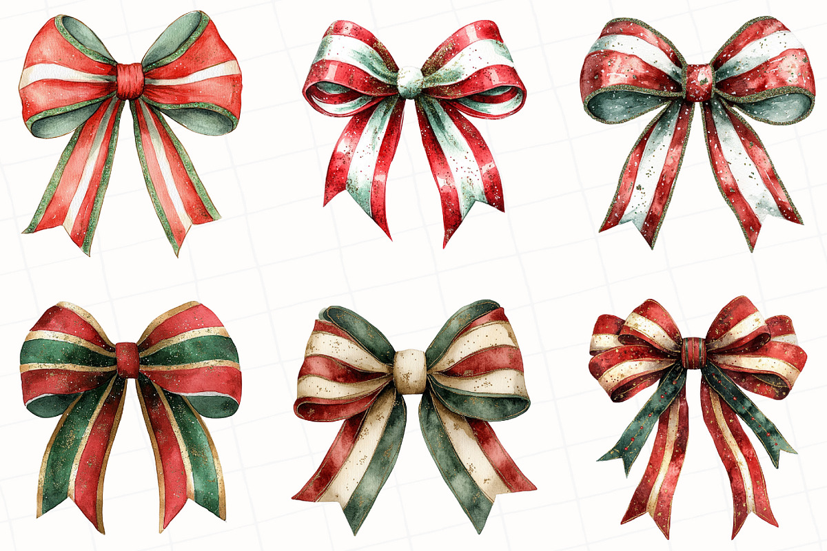 Coquette Christmas Bow Clipart, an Illustration by OK Design (Photo 4 of 4)