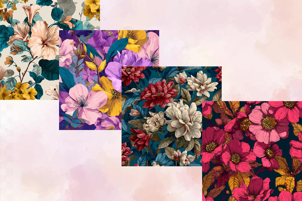 Oversized Floral Seamless Patterns, a Pattern Graphic by SVGArt (Photo 4 of 9)