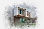 Exterior Watercolor Effect Bundle, an Action Add-On by MRI STUDIO (Thumbnail 9 of 24)