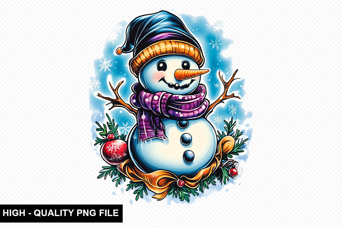 Christmas Snowman Clipart Bundle, an Illustration by crative8112 (Photo 5 of 9)