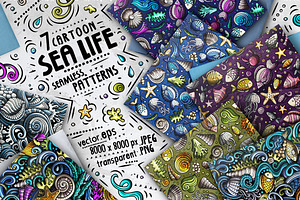 Sea Life Cartoon Doodle Big Pack