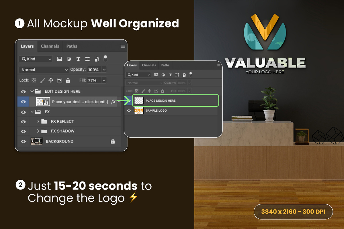 PSD Modern Office Wall Logo Mockup, a Product Mockup by Ayy (Photo 2 of 23)