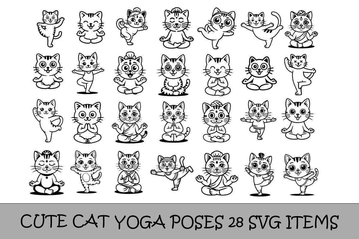Zen Meditating Cats: Cartoon Doodle, an Object Graphic by SketchArtStudio (Photo 1 of 3)