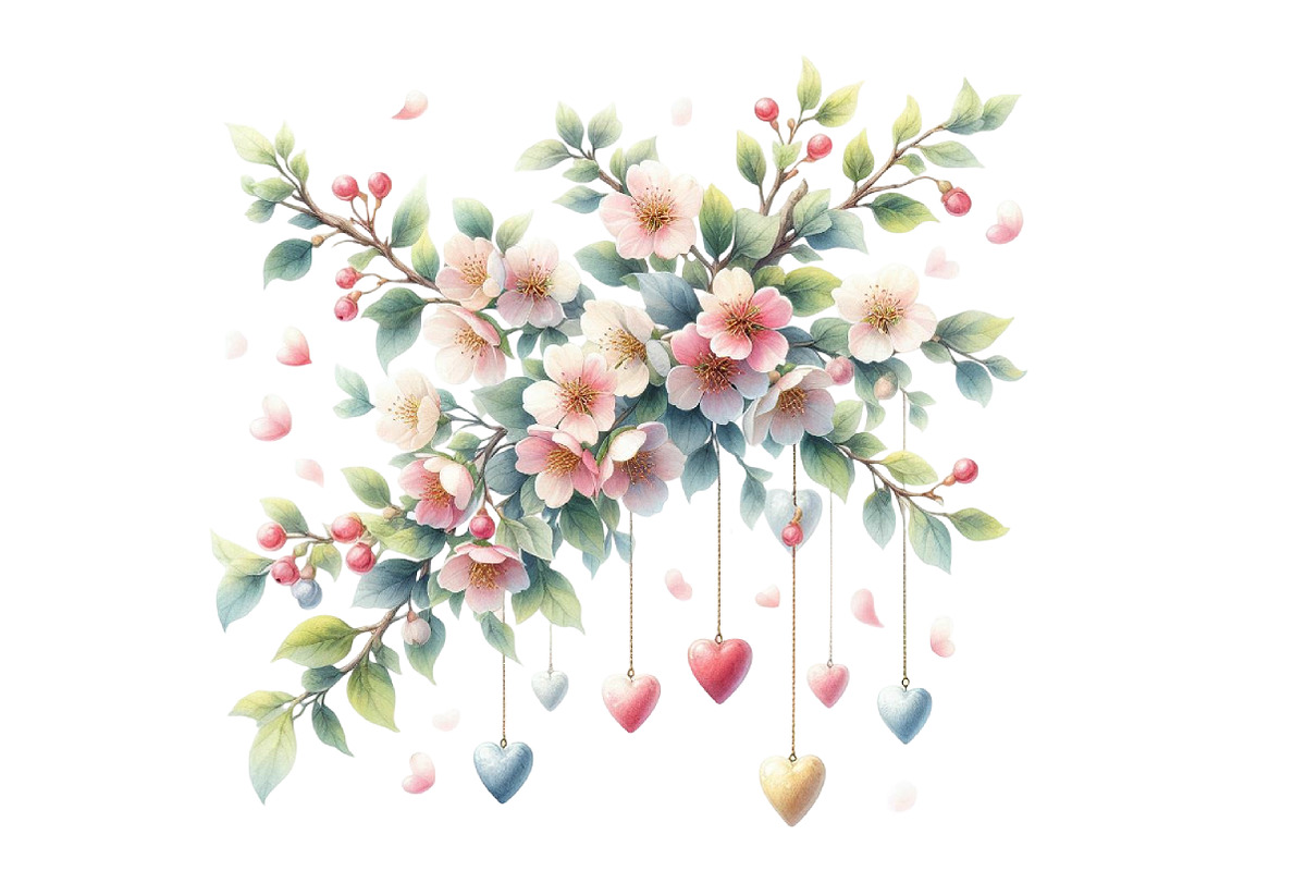 Valentine Watercolor Floral Branch, an Illustration by Designworld (Photo 5 of 5)