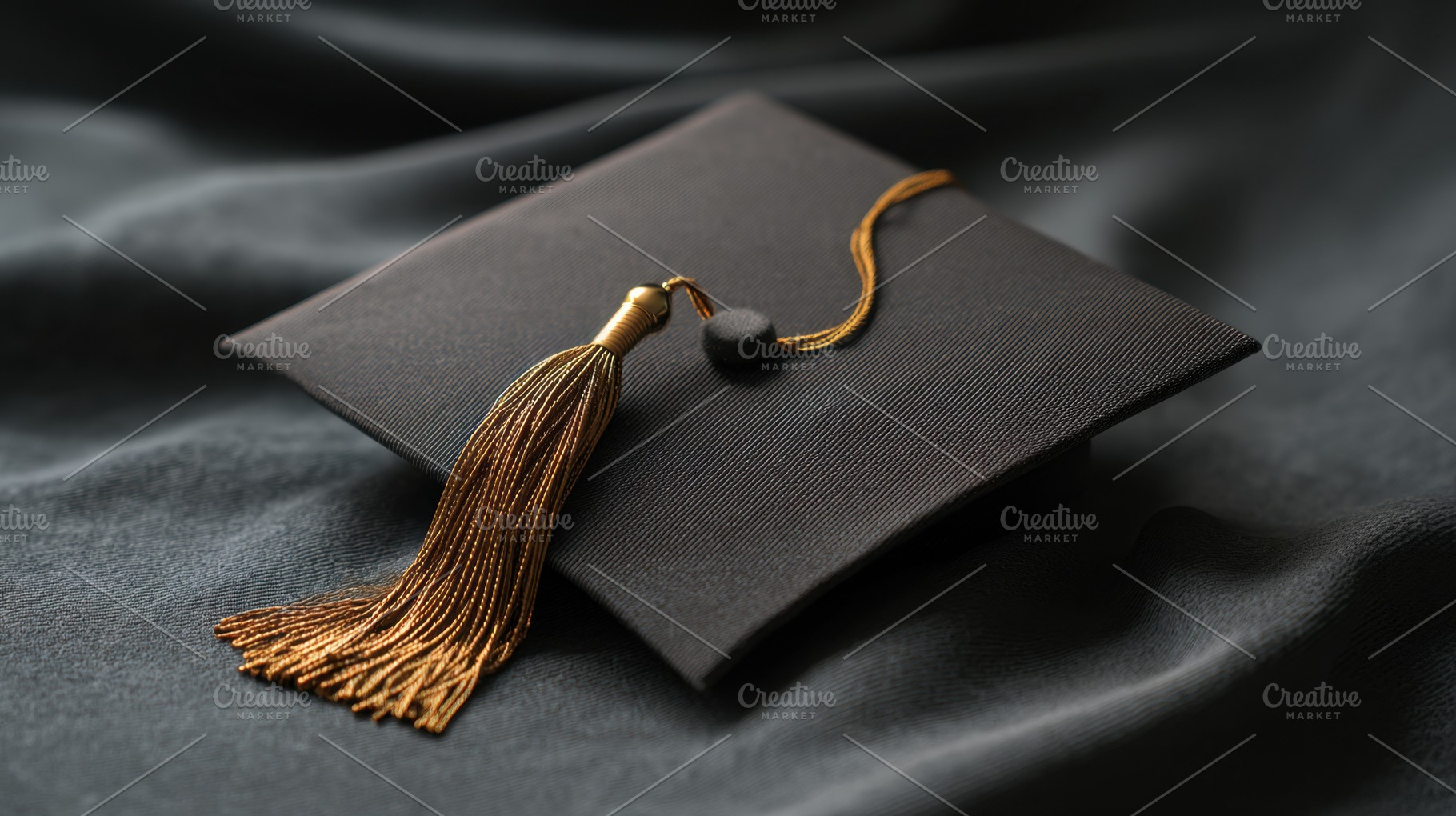 Graduation cap on dark fabric, a Photo by Beautiful things