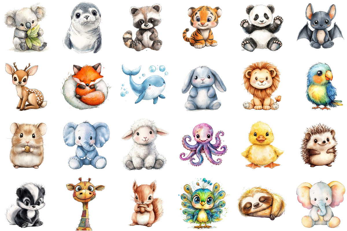 Cute Plush Toy Clipart, Baby Animals, an Illustration by Sublimation Artist (Photo 2 of 6)
