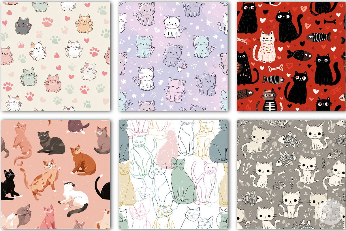 Funny cats digital paper, a Background Graphic by DreamCafeArt (Photo 4 of 4)