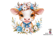 Floral Cow Clipart PNG Bundle, a Graphic by Clipart Bloom (Thumbnail 12 of 12)