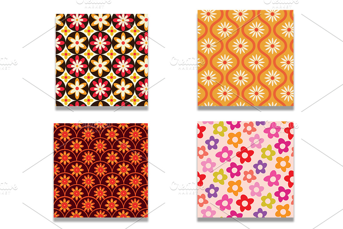 Groovy Flowers 10 Seamless Patterns, a Pattern Graphic by Yasmine Patterns (Photo 3 of 9)