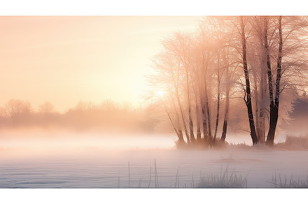 forest wood frozen misty morning ai, a Nature Photo by pikepicture