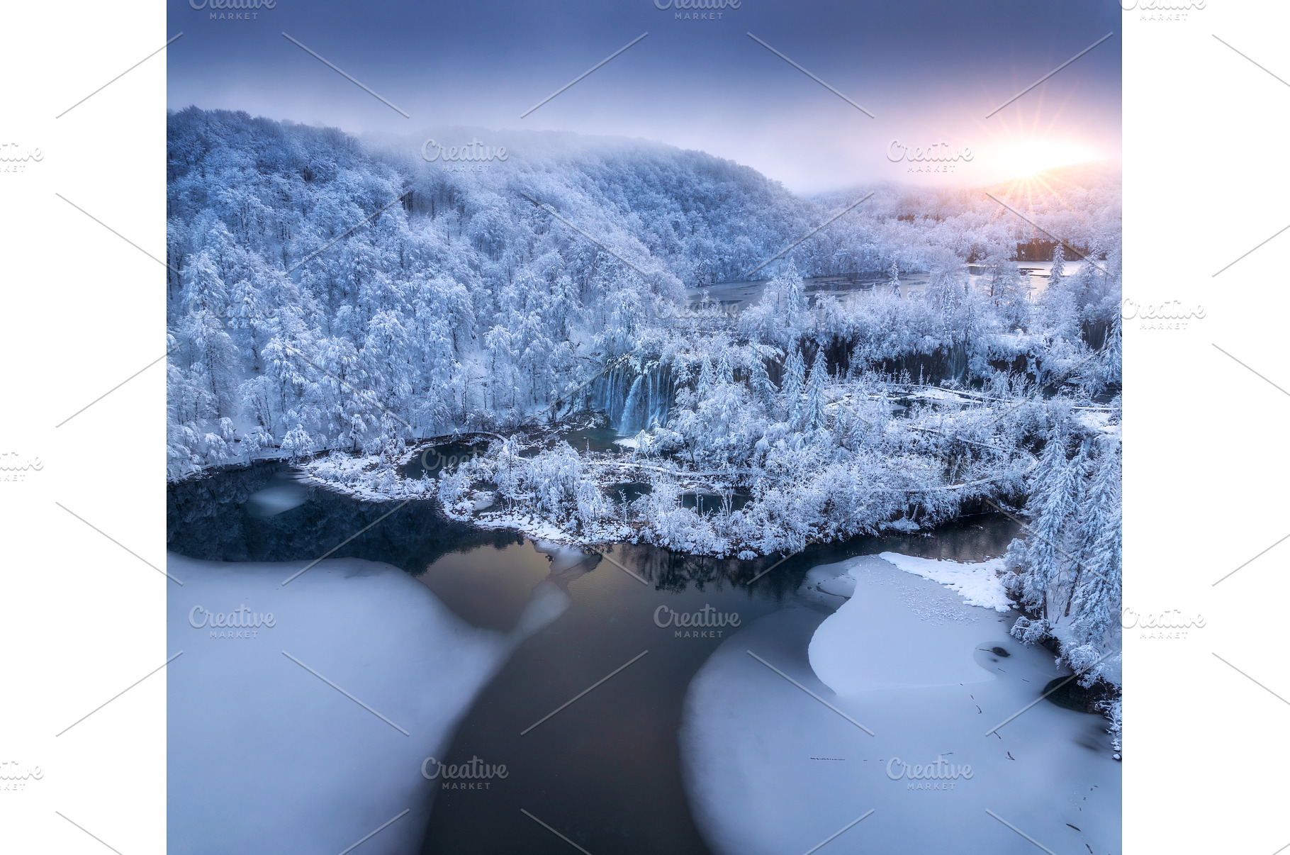 Aerial view of frozen lakes, a Nature Photo by den-belitsky