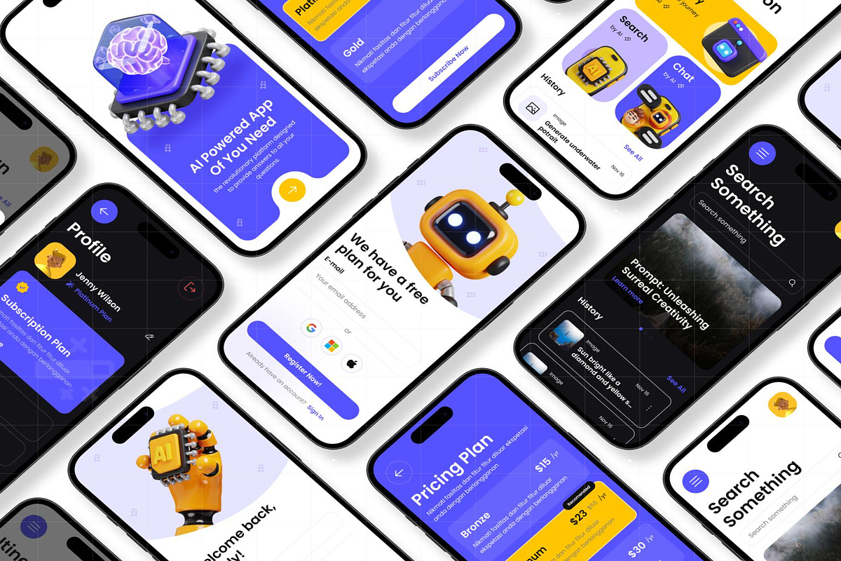 AI KOO AI Generator Mobile App UI UX, an UI Kit Template by Creative Perspective (Photo 2 of 7)