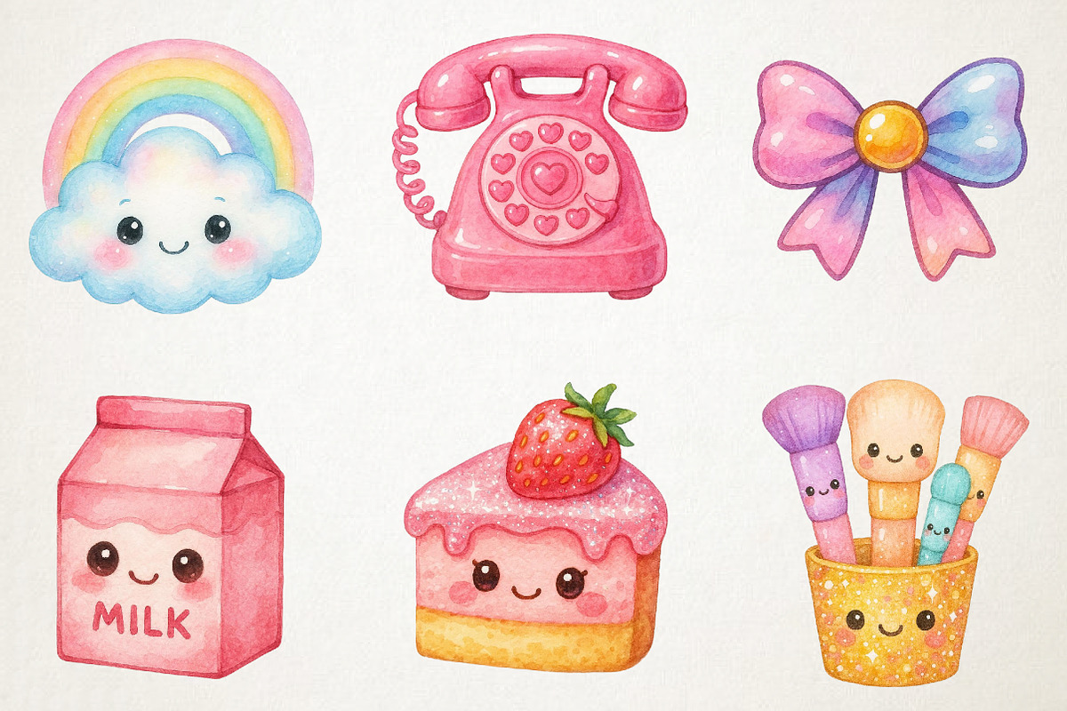 Kawaii Girly Aesthetic Clipart, an Illustration by RobertsArt (Photo 4 of 7)