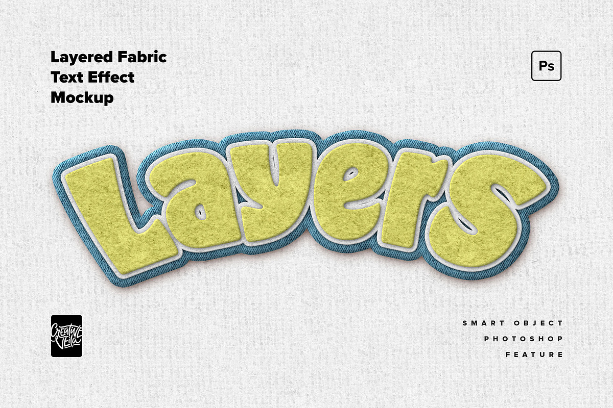 Layered Fabric Text Effect Mockup, a Layer Style Add-On by veila.me (Photo 1 of 6)