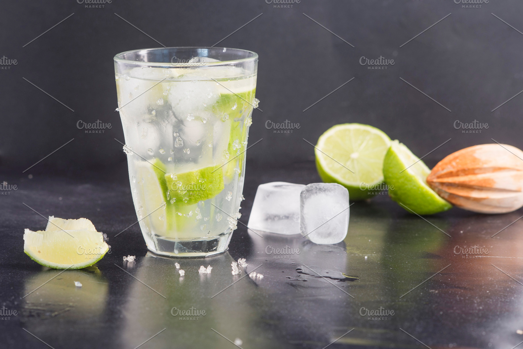 water with lime for summer, a Food & Drink Photo by DalaiFood