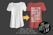 Women's Scoop Neck Mockup Templates, a Shirt Mockup by TheVectorLab (Thumbnail 1 of 3)