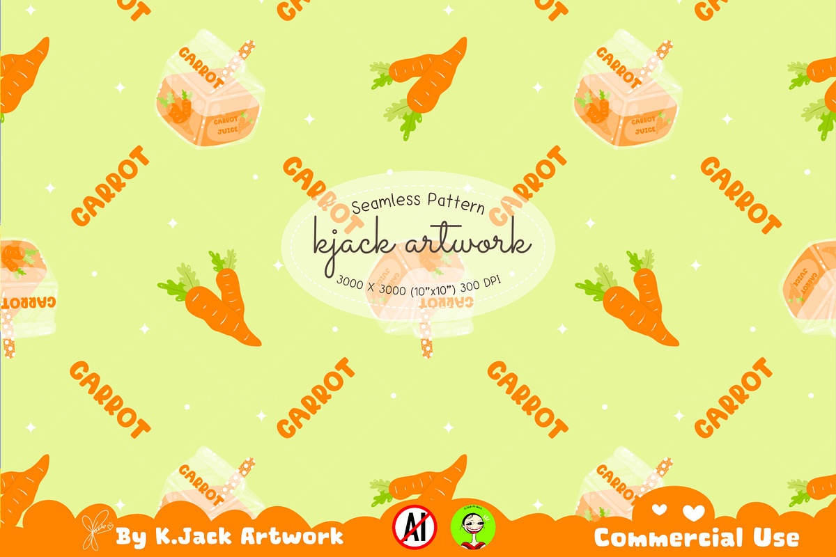 Cute carrot juice seamless pattern, a Background Graphic by K.JackArtwork (Photo 1 of 7)