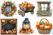 Watercolor Rustic Autumn Clipart PNG, an Illustration by Canvas Craft (Thumbnail 2 of 3)