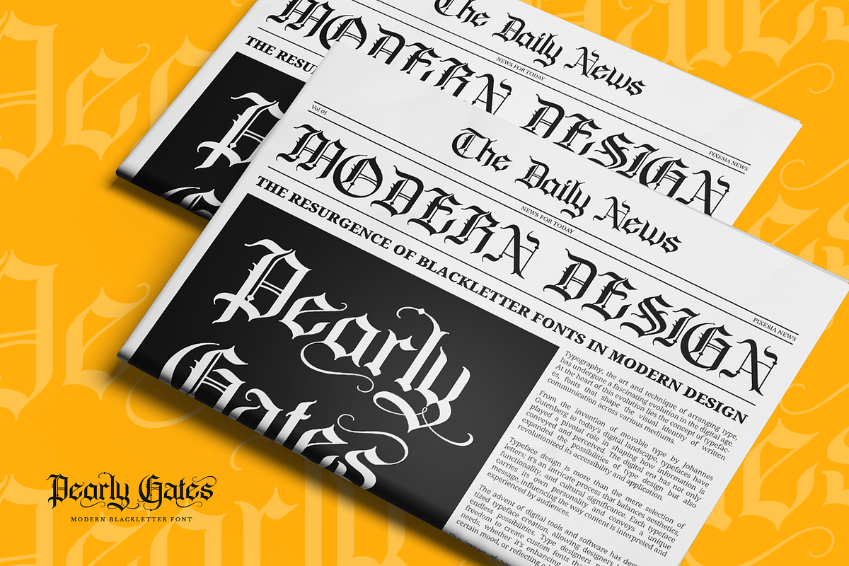 Pearly Gates - Blackletter Font, a Blackletter Font by Pixesia Studio (Photo 8 of 12)