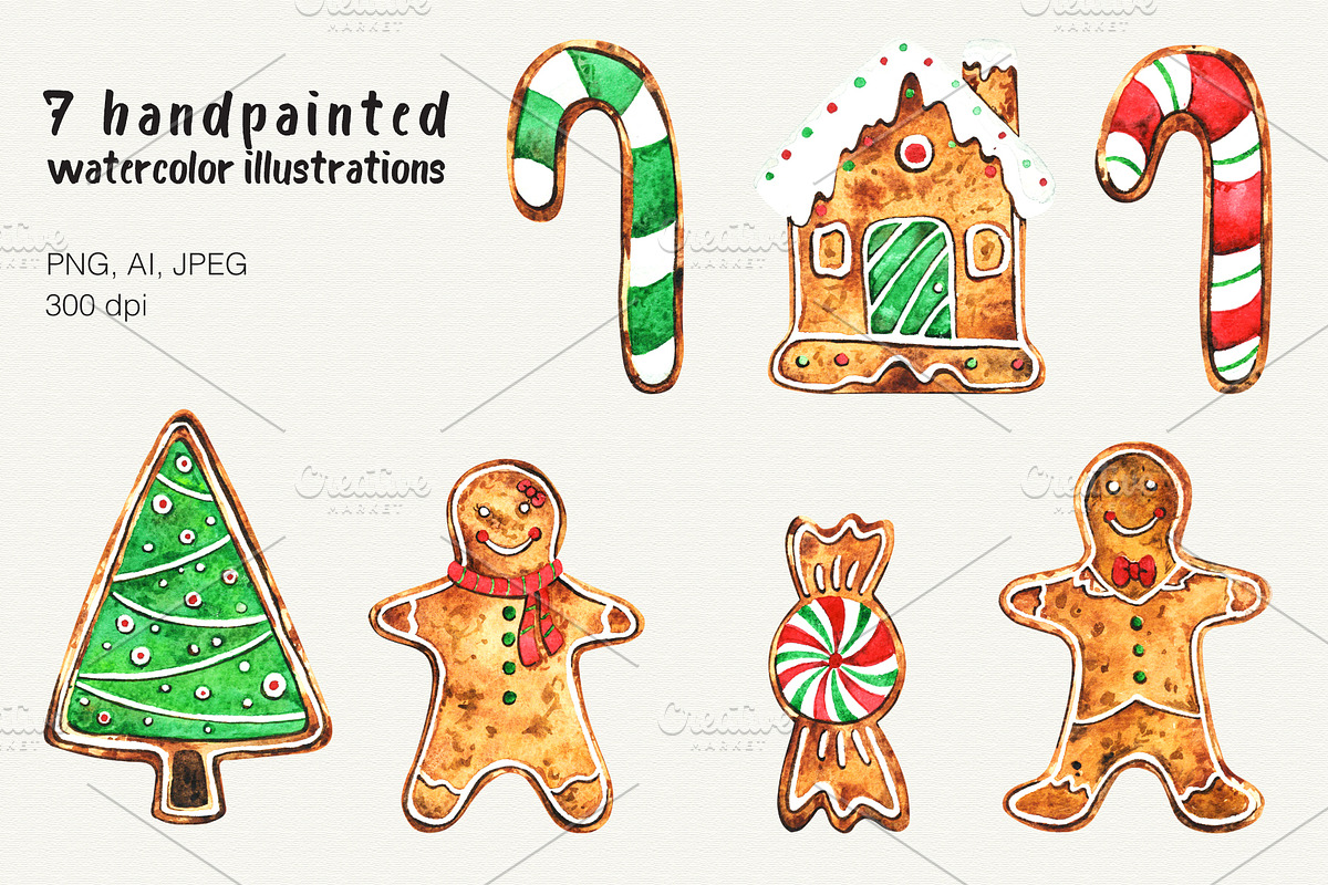 Gingerbread Cookies Collection, a Food Illustration by Olga Alexeenko (Photo 2 of 3)