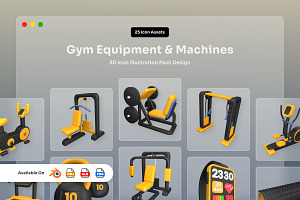 Gym Equipment 3D Icon Pack, a Healthcare Illustration by twinstd