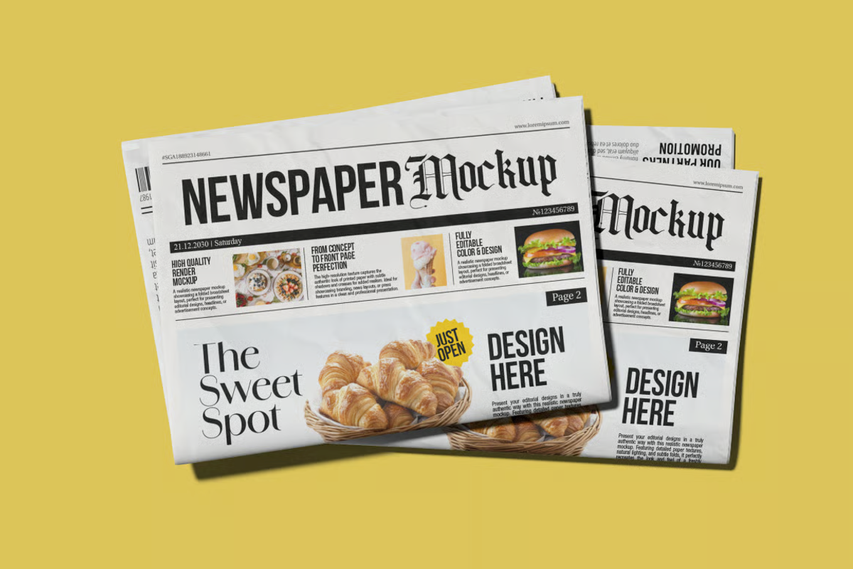 Folded Advertising Newspaper Mockup, a Books & Magazine Mockup by graphicsauce (Photo 3 of 3)