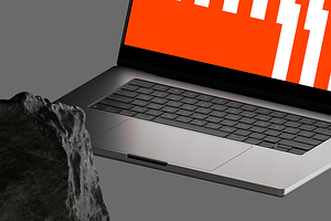 Floating Macbook Pro Rocks Mockup