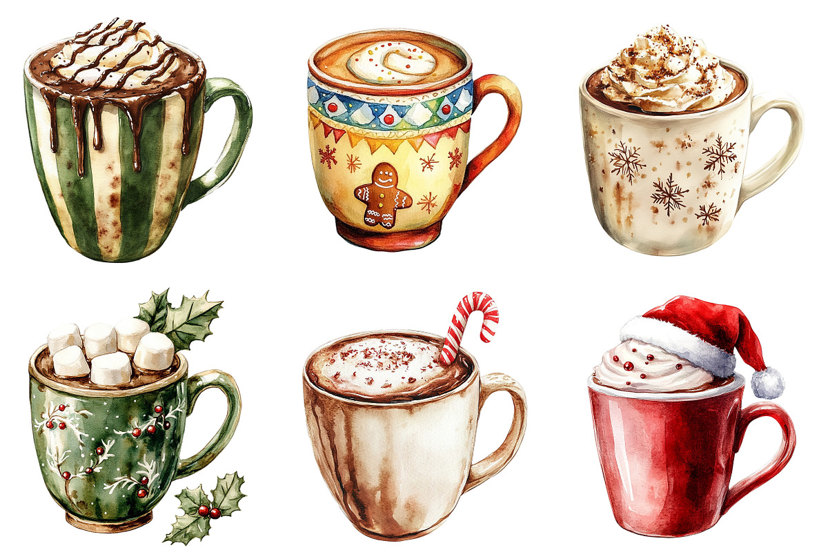 Watercolor Christmas Hot Cocoa PNG, an Illustration by Craft Nest (Photo 6 of 7)