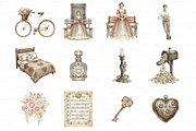 Antique Sepia Valentine Day Clipart, an Illustration by Markicha Art (Thumbnail 3 of 5)