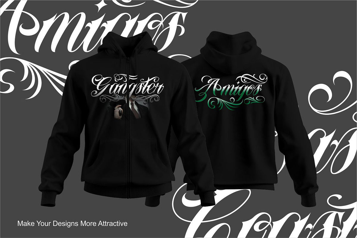 Amigos Chicano Script Tattoo Font, a Script Font by WhymoreArt (Photo 9 of 13)