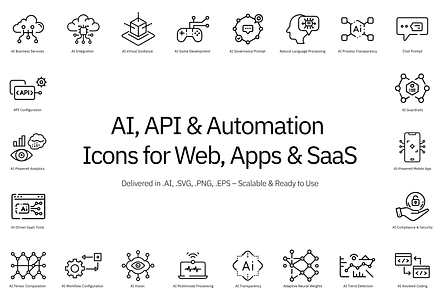AI, API & Automation Icon Set – 100+, an Outline Icon by SJagiello