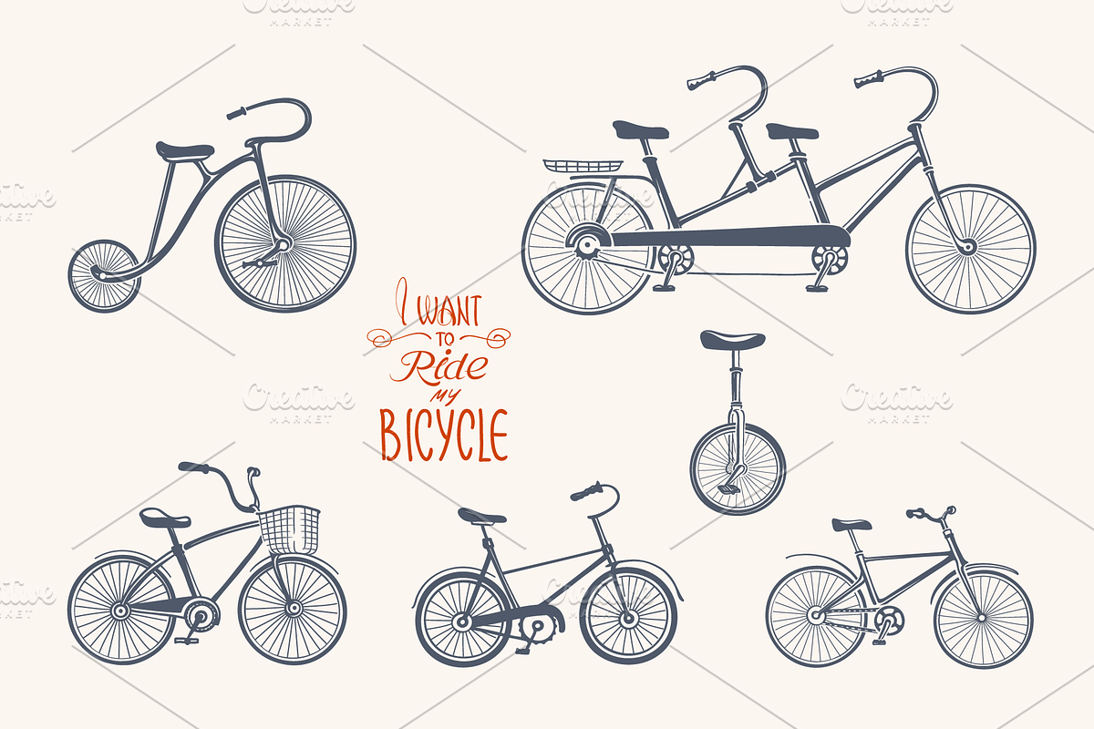 Bicycles & Promenade Vector Drawings, a Decorative Illustration by Adiemus (Photo 3 of 10)