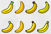 Banana Clipart Collection, a Food Illustration by newminddesign (Thumbnail 1 of 8)