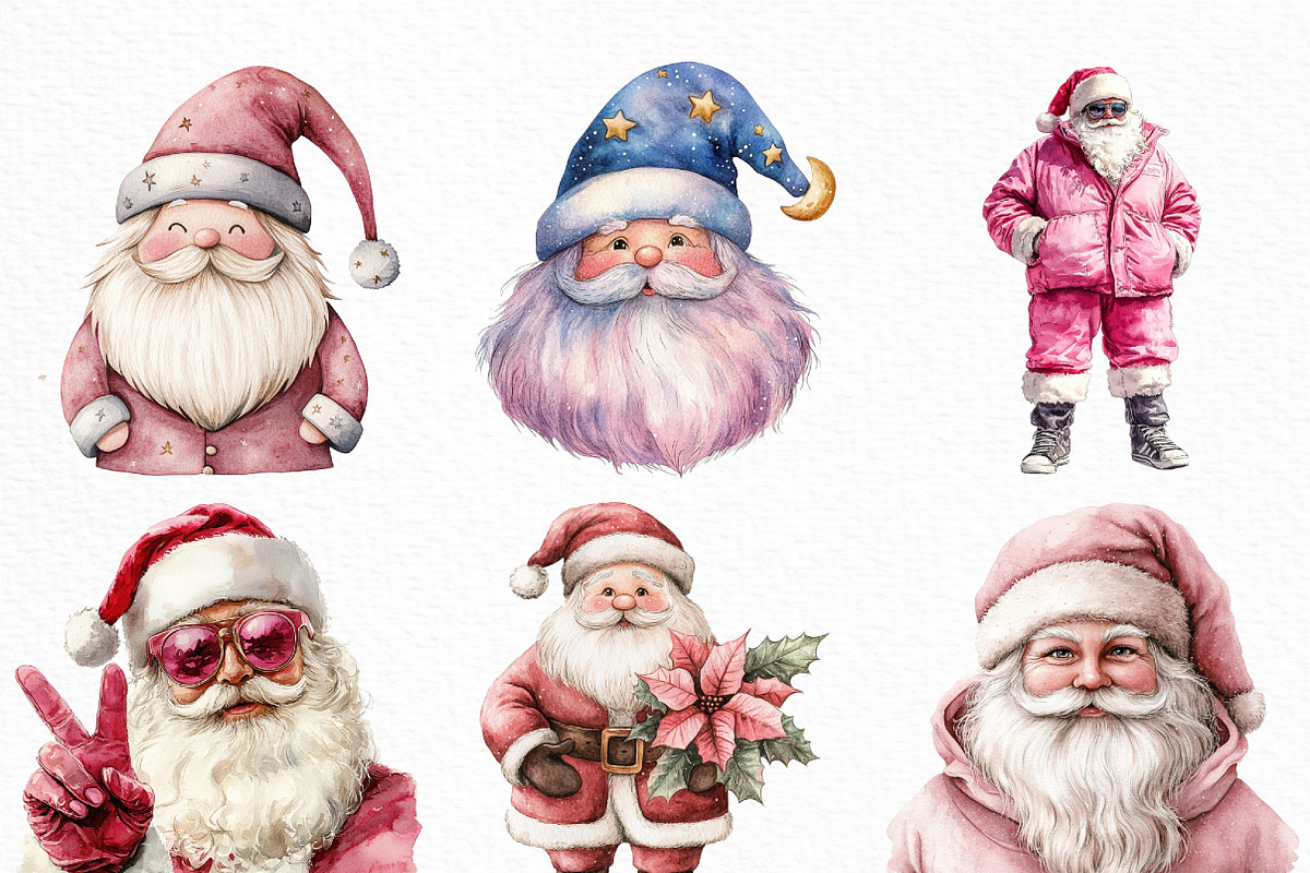 Pink Trendy Christmas Santa Png, an Illustration by Craft Nest (Photo 5 of 6)