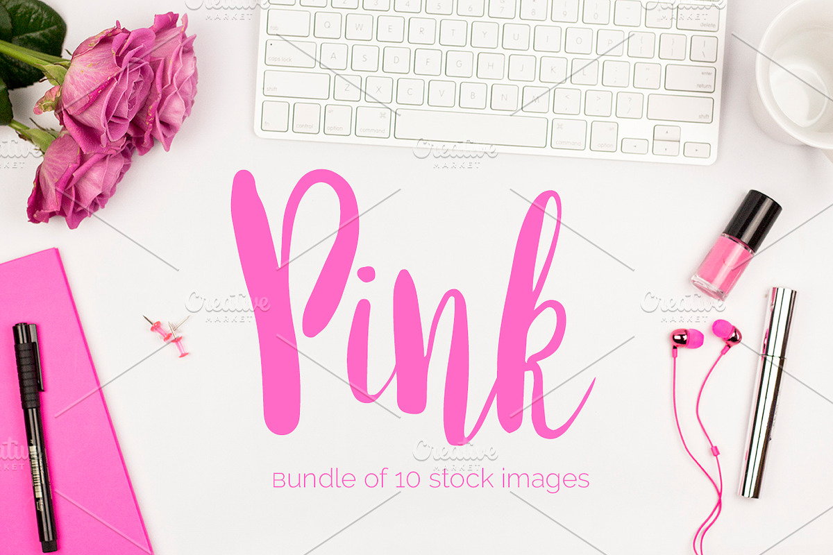 Pink Stock Photo Bundle, a Books & Magazine Mockup by Kreanille Design (Photo 1 of 2)
