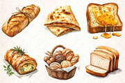 Watercolor Bread Clipart Bundle, an Illustration by DreamCafeArt (Thumbnail 4 of 8)