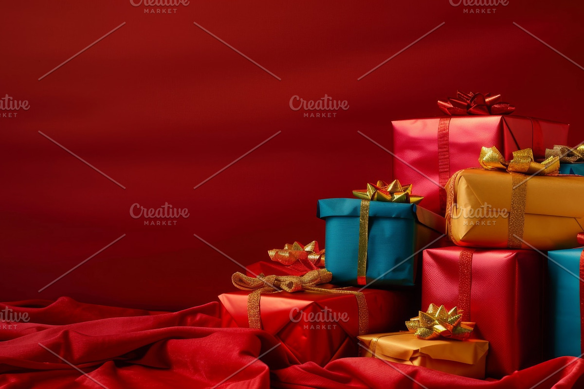 86 Gift boxes with ribbons and bows, a Holiday Photo by Handmadefont (Photo 47 of 90)