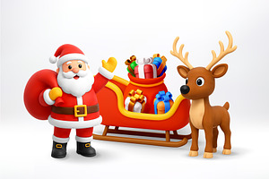 3d Santa Claus waving next to, an Object Illustration by Abscent