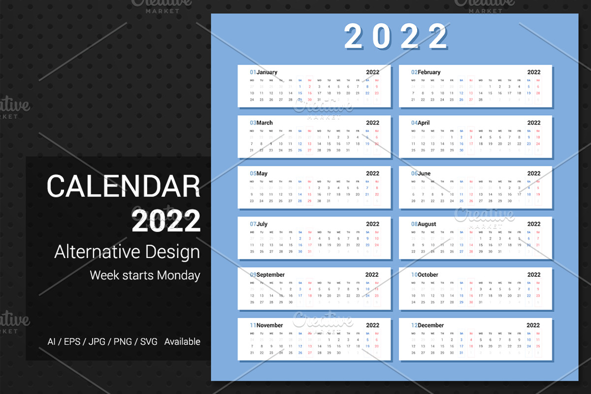 Calendar 2022 Alternative Design, a Stationery Template by WORAKAMON Design Studio (Photo 1 of 4)