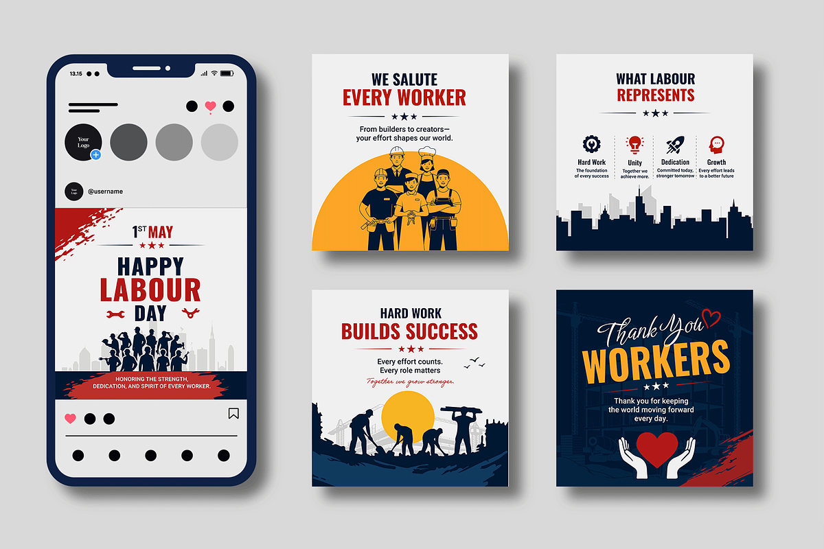Labour Day Awareness Social Post, a Social Media Template by MightyDesign (Photo 1 of 8)