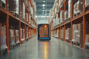 Automated delivery robot navigates w, a Photo by Tanuart