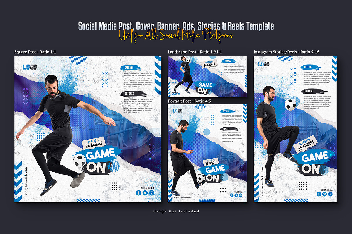 Football Soccer Social Media Post, a Social Media Template by Creative_View (Photo 2 of 8)