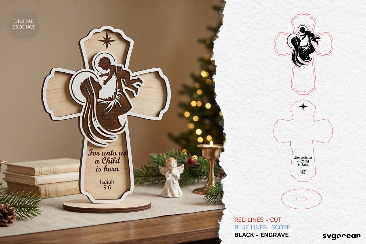 Christian Standing Cross SVG Bundle, a Decorative Illustration by svgocean (Photo 9 of 11)