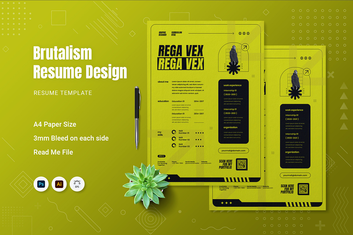 Brutalism Resume, a Resume Template by Fannan Studio (Photo 1 of 2)