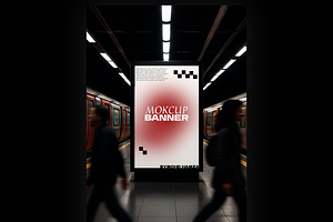 Metro Station Banner Mockup PSD