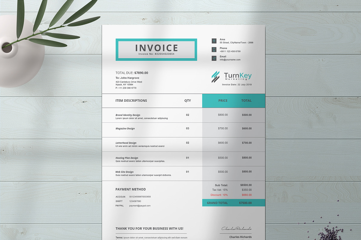 Invoice, a Stationery Template by TelaTemplates (Photo 5 of 9)