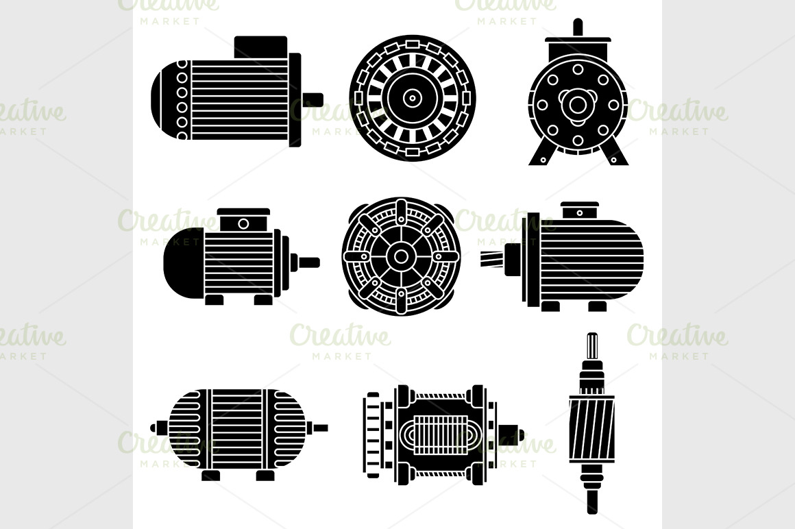 Electric motor vector icons, an Object Illustration by IllustrationArtShop